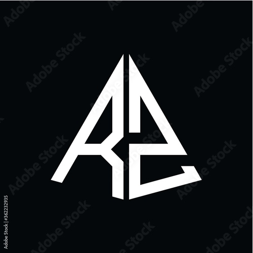 R Z white triangle initials with a black background