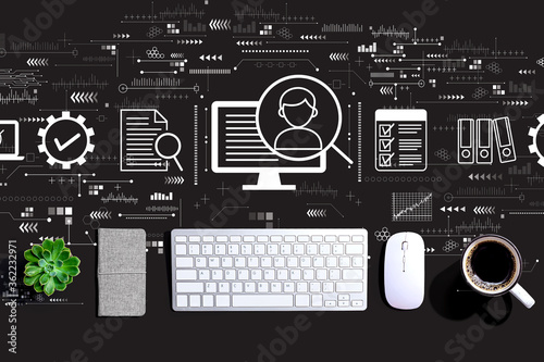 Document management system concept with a computer keyboard and a mouse