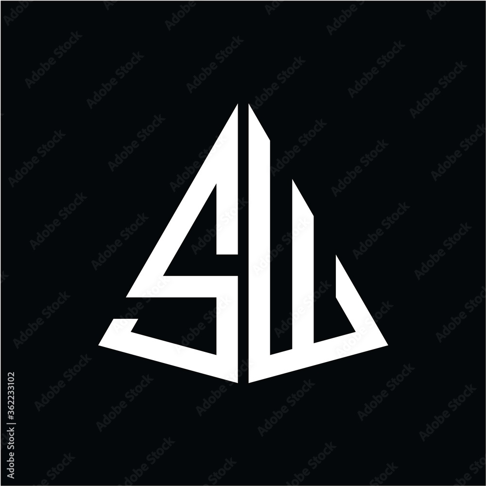 S W white triangle initials with a black background S W white triangle initials with a black background