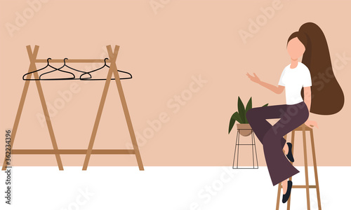 Blogger girl, freelancer woman. Video channel website, new content technology. Blogging miniature vector illustration.