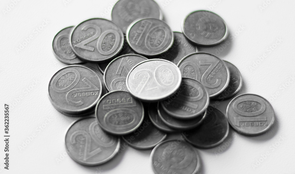 Pile of silver coin, copper coin, quarters, nickels, dimes, pennies, fifty cent piece and dollar coins. Various Belarus coins, Belarussian coins for business, money, financial coins and economy Pile of silver coin, copper coin, quarters, nickels, dimes, pennies, fifty cent piece and dollar coins. Various Belarus coins, Belarussian coins for business, money, financial coins and economy