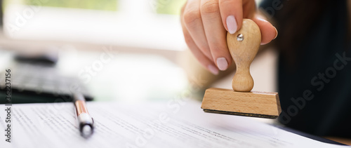 Obraz na plátne Record Or Permit Document Paper Stamper