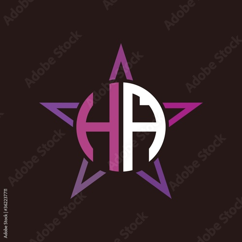 H A initials circle with stars and black background