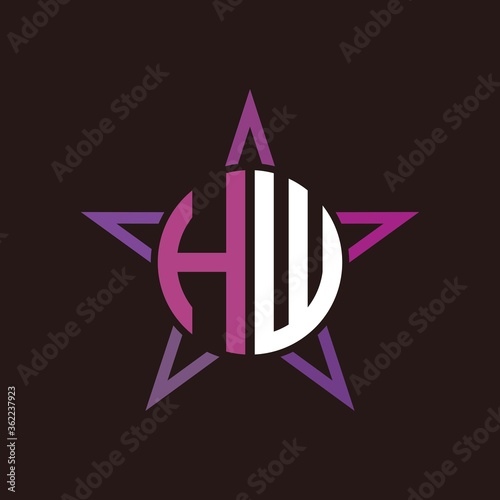 H W initials circle with stars and black background