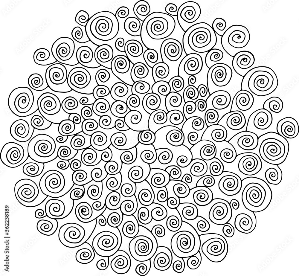 Black & white card with cute rose ornament, hand drawn line art. Good for card, poster, print, adult coloring book