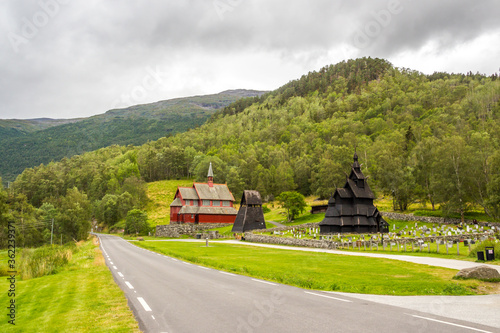 Vindhellavegen old road to the church in Borgund in Norway