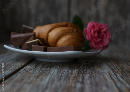 croissant and rose