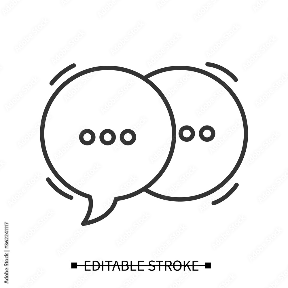 Chatting icon. Cartoon style conversation balloons concept line pictograms. Web discussion and social media messaging concept. Editable stroke thin line vector illustration for social media and web Chatting icon. Cartoon style conversation balloons concept line pictograms. Web discussion and social media messaging concept. Editable stroke thin line vector illustration for social media and web