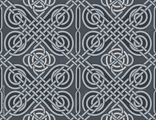 Celtic knot ornament. Seamless pattern decor. Background.