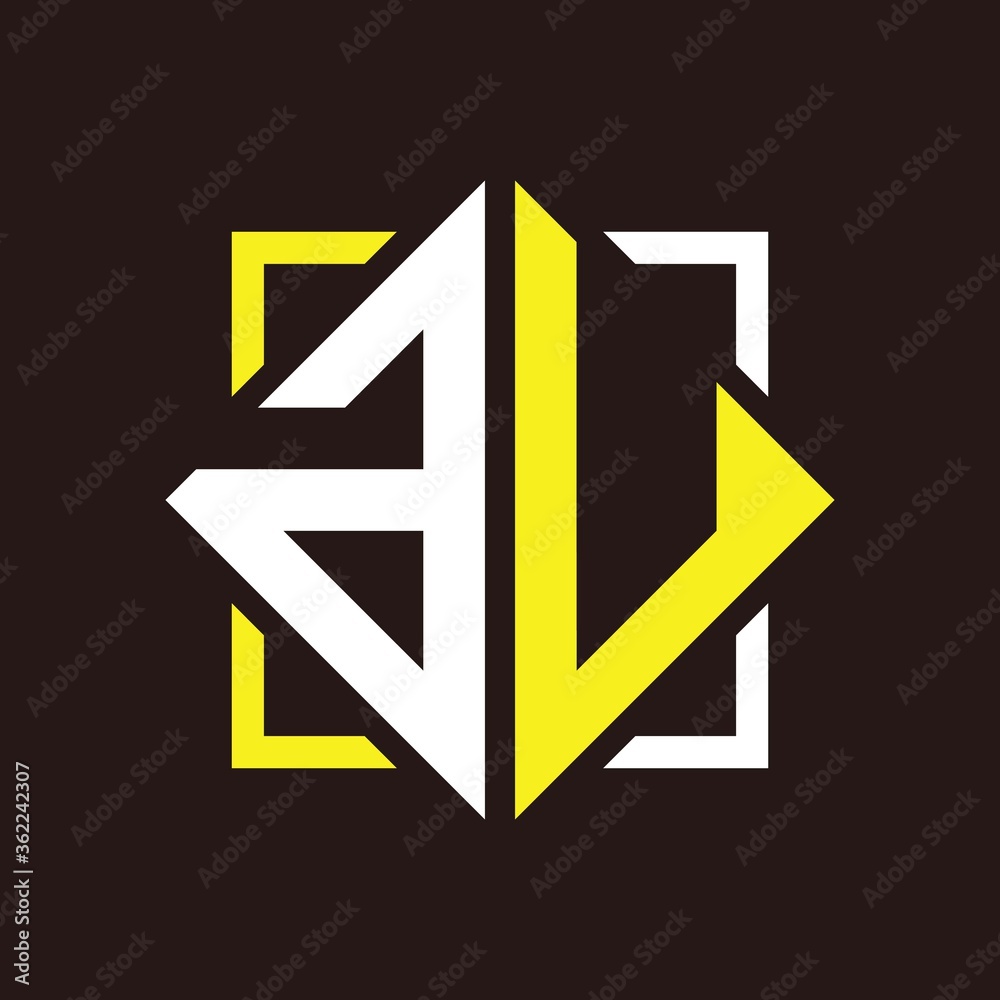 A U quadrangle monogram initials with square A U quadrangle monogram initials with square