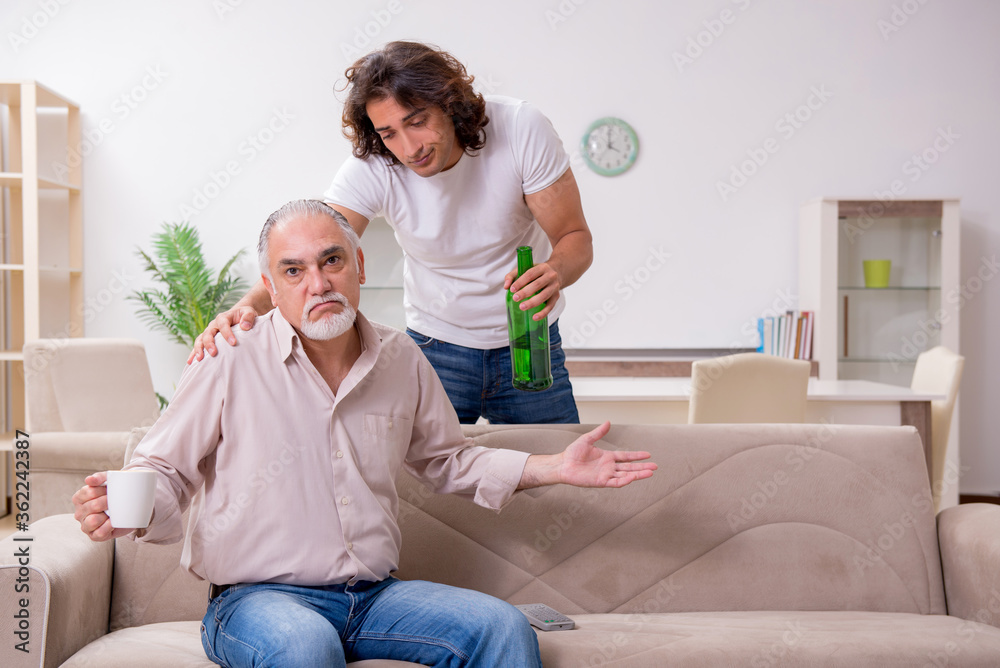 Man with drinking problem and the family Man with drinking problem and the family
