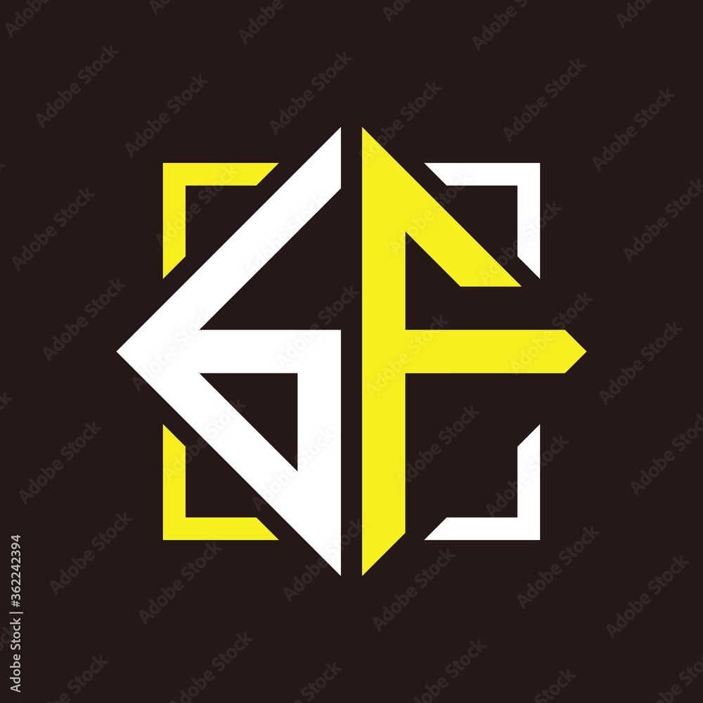 B F initial monogram quadrangle with square B F initial monogram quadrangle with square