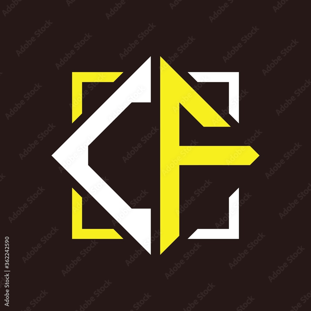 C F initials quadrangle monogram with square C F initials quadrangle monogram with square