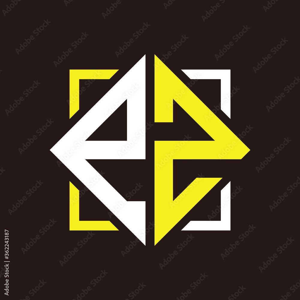 E Z Initials quadrangle monogram with square E Z Initials quadrangle monogram with square