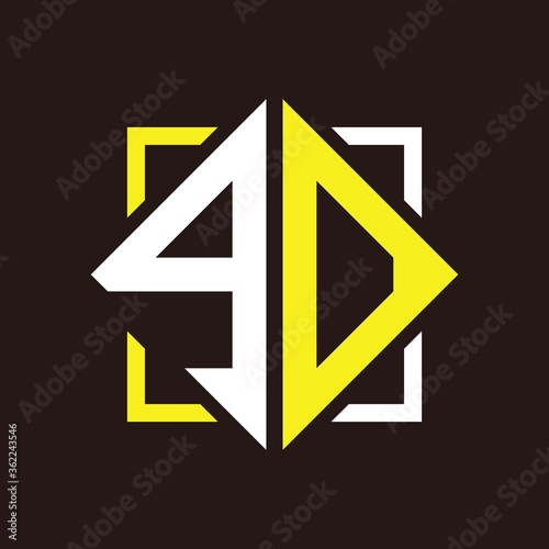 Free Download G O Initials quadrangle monogram with square - GFXLoad