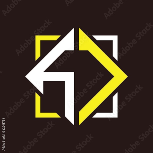 H J Initials quadrangle monogram with square Free Download H J Initials quadrangle monogram with square - GFXLoad