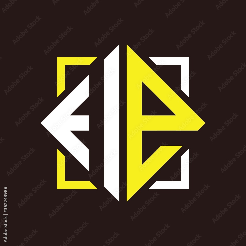 I E Initials quadrangle monogram with square