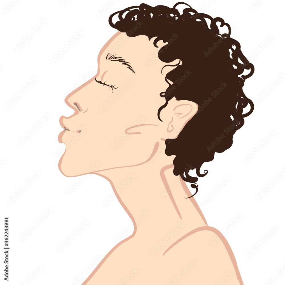 sketch people makes air kiss profile illustration 