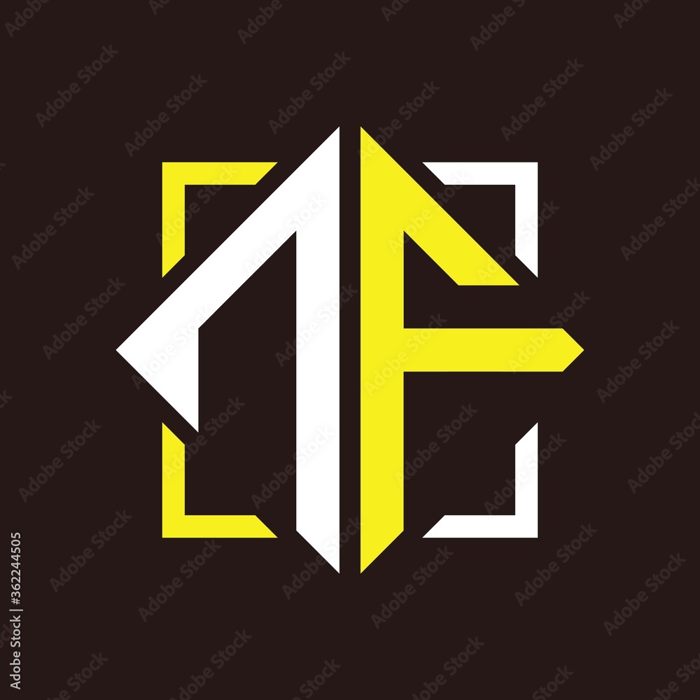 N F Initials quadrangle monogram with square N F Initials quadrangle monogram with square