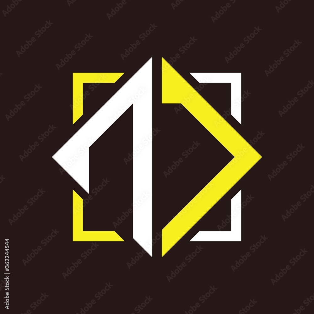 N J Initials quadrangle monogram with square N J Initials quadrangle monogram with square