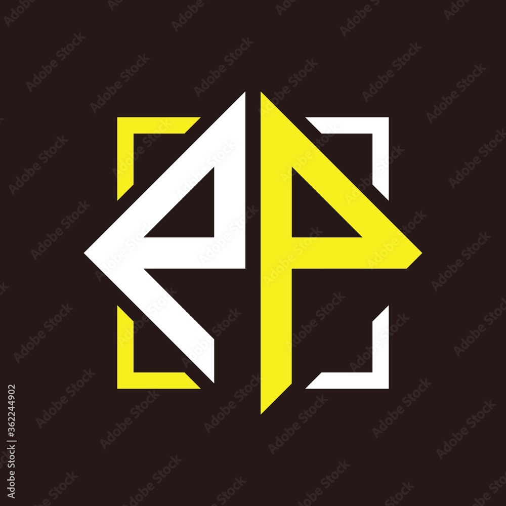 P P Initials quadrangle monogram with square P P Initials quadrangle monogram with square