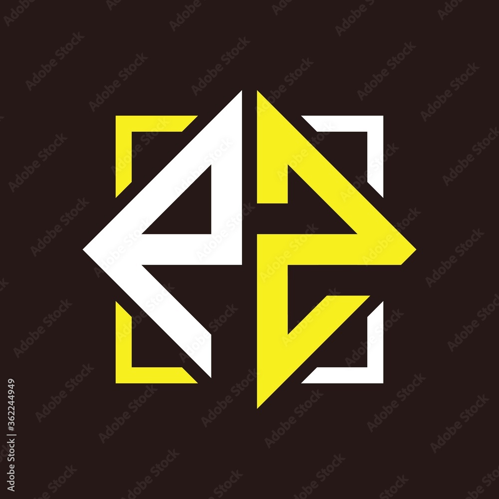 P Z Initials quadrangle monogram with square P Z Initials quadrangle monogram with square