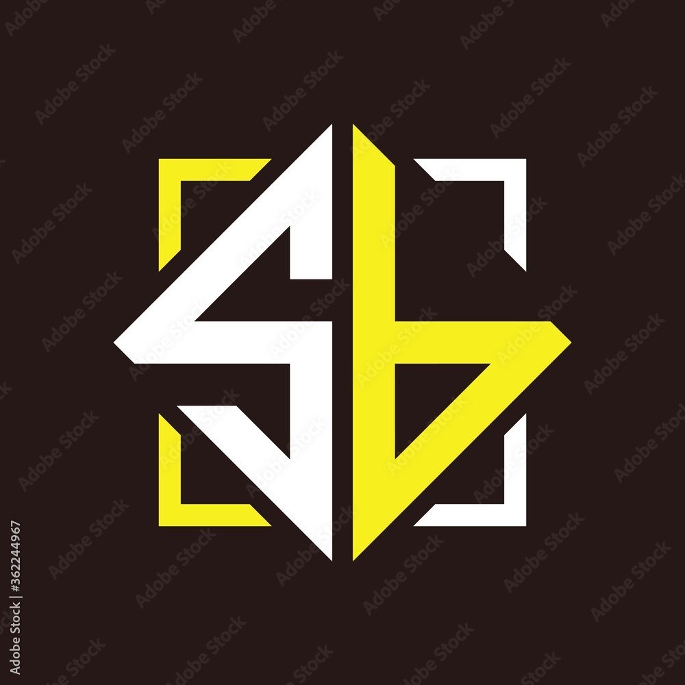 S B Initials quadrangle monogram with square S B Initials quadrangle monogram with square