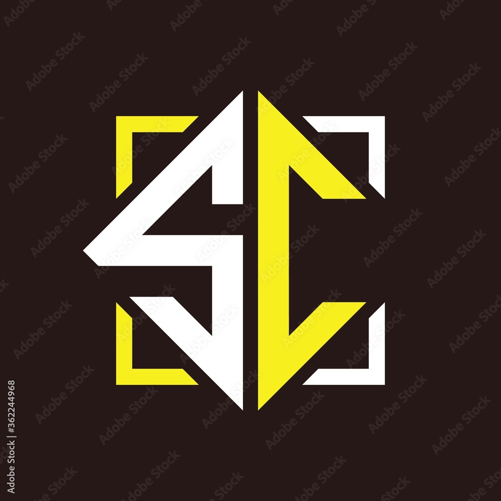 S C Initials quadrangle monogram with square S C Initials quadrangle monogram with square
