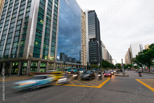 Traffic in Presidente Vargas avenue in Rio de Janeiro city downtown