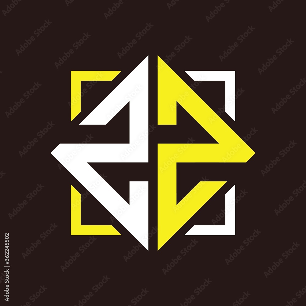 Z Z Initials quadrangle monogram with square Z Z Initials quadrangle monogram with square