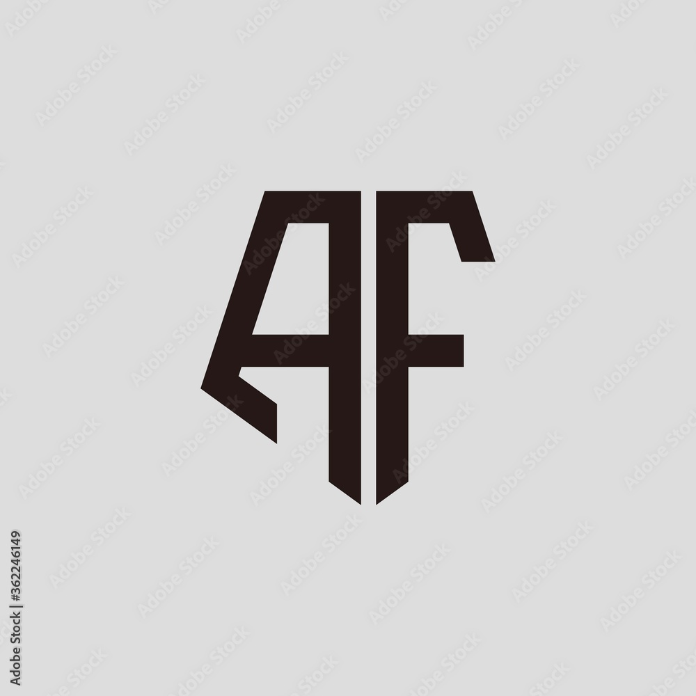 Obraz premium A F black pentagon initials with a gray background