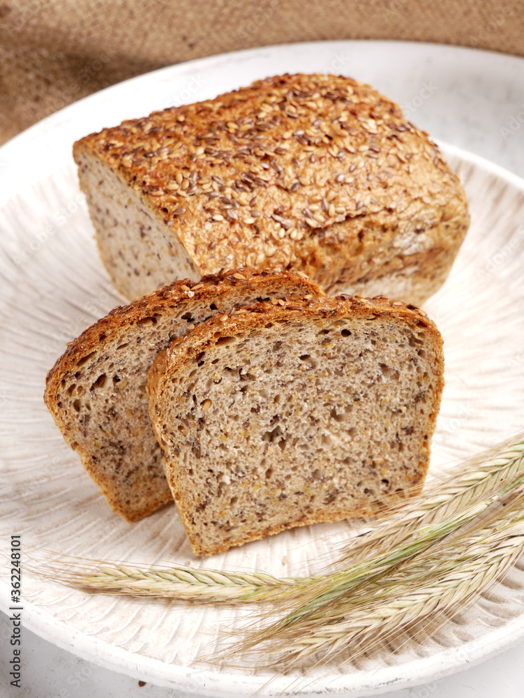 Homemade bread with flaxseed and sunflower seeds. Homemade bread with flaxseed and sunflower seeds.
