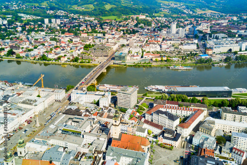 Linz aerial panoramic view