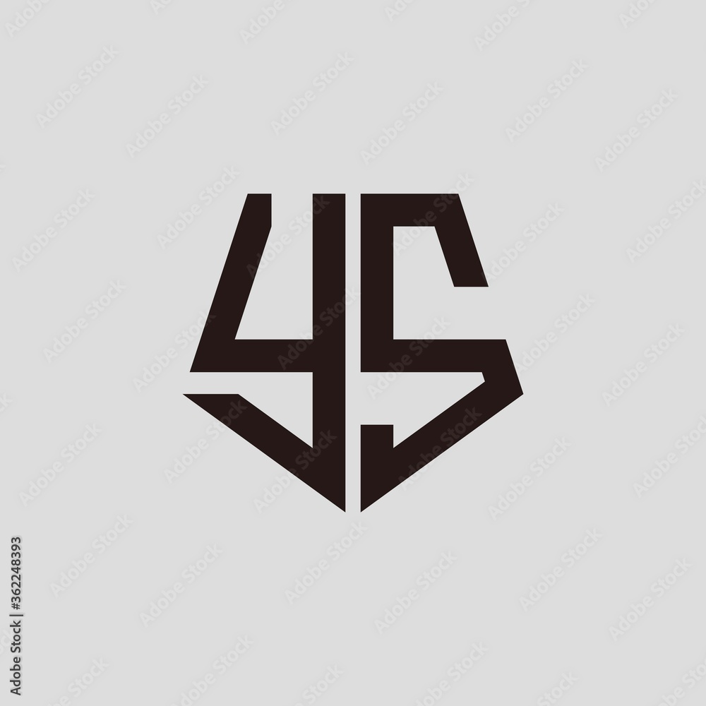 Obraz premium Y S black pentagon initials with a gray background