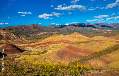 Painted Hills, in the northwest United States, is one of the three units of the John Day Fossil Beds National Monument, located in Wheeler County, Oregon near the town of Mitchell.