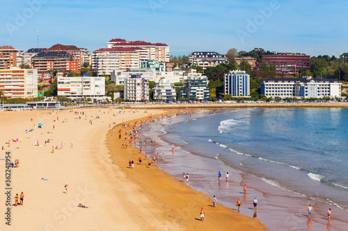 Santander city beach aerial view photo