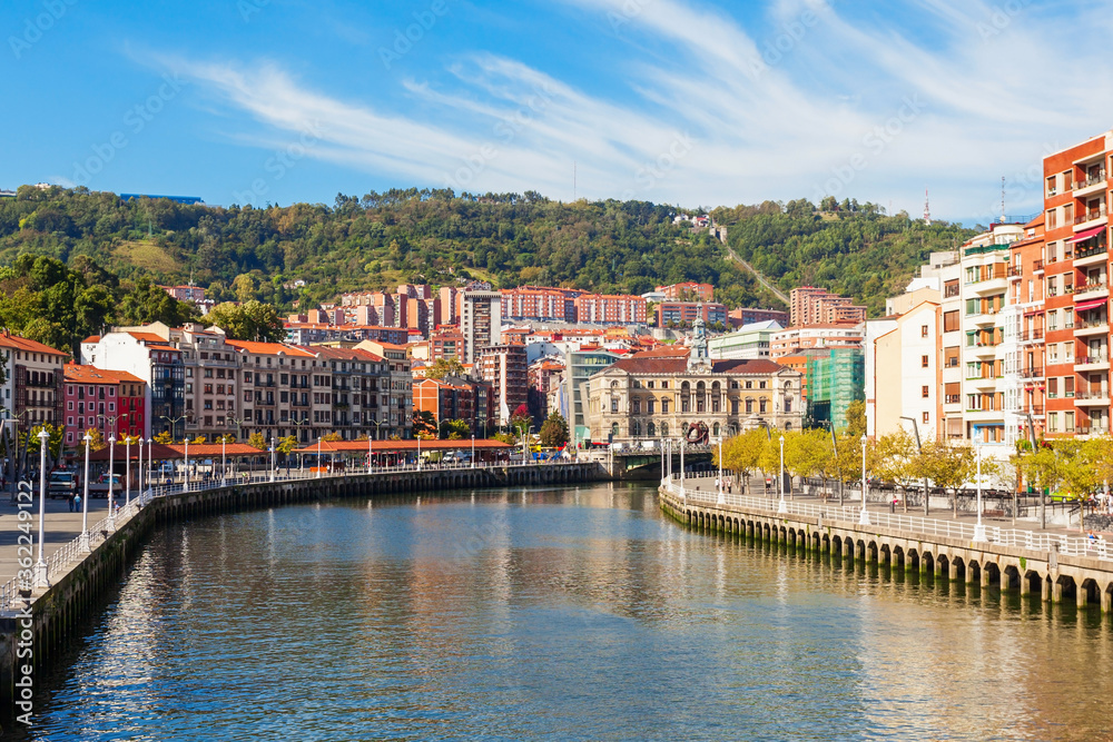 Nervion River embankment in Bilbao