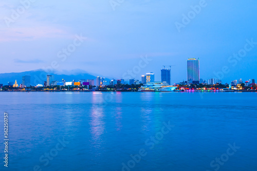 Danang city skyline aerial view