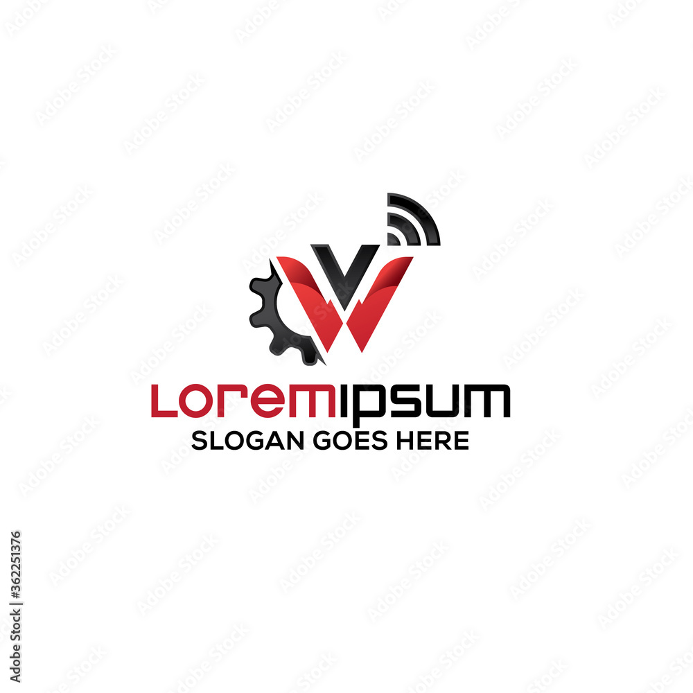 W letter Gradient color technology logo design W letter Gradient color technology logo design