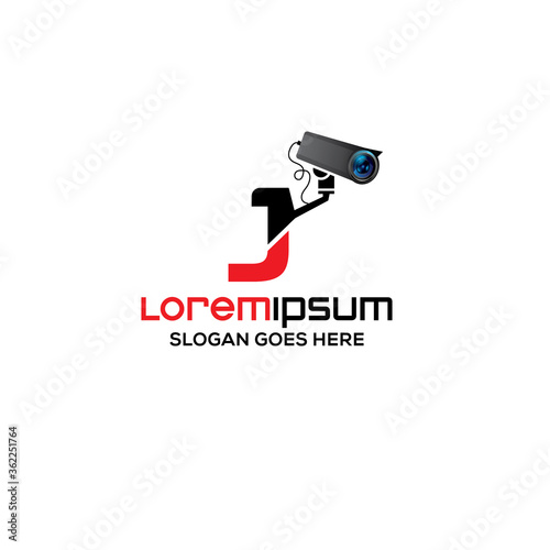 Creative J letter  CCTV camera logo design template, Realistic CCTV logo vector design
