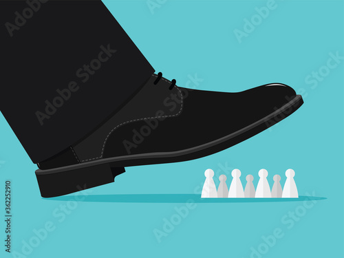 businessman fights against giant foot, oppressed, conflict concept, VECTOR, EPS10