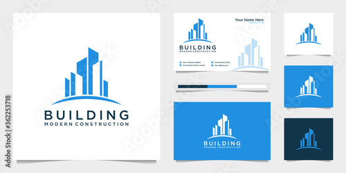 design logos and building construction business cards, inspiring city building abstract logos modern.