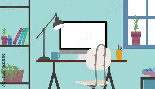 modern designer workspace with desktop computer