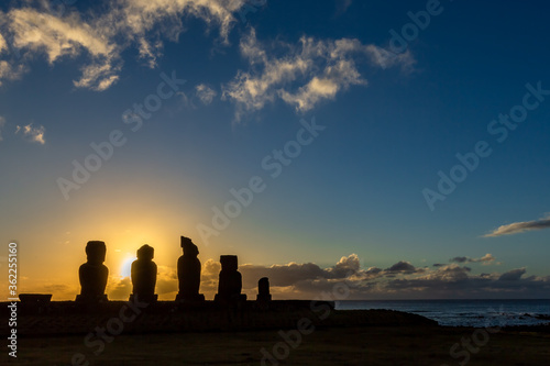 Easter Island, Moais Tahai Archaeological Complex, Rapa Nui National Park, Chile.