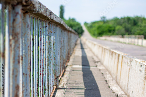 Close-up photo of the bridge in a hot summer (selective focus)