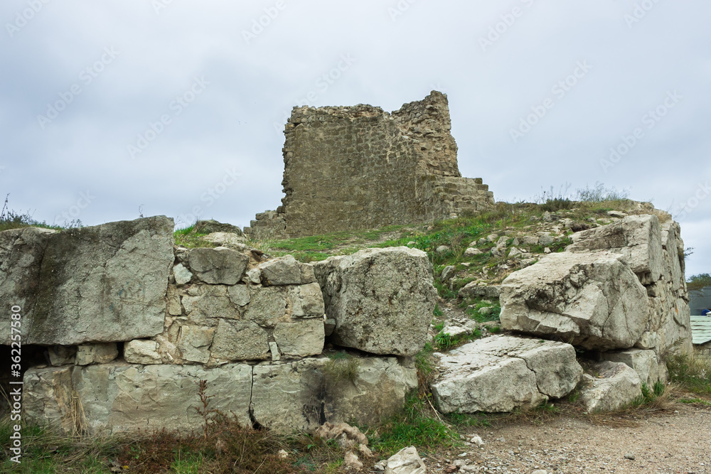 Giovanni di Scaffa tower of the Genoese fortress built XIV century. Feodosia, Crimea.