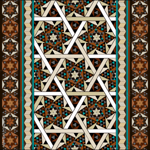 High Detail Vintage Mosaic Marquetry Geometric Arabesque Pattern