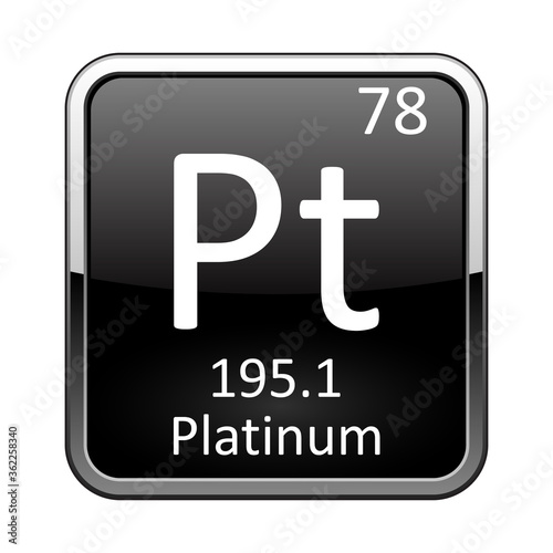 The periodic table element Platinum. Vector illustration