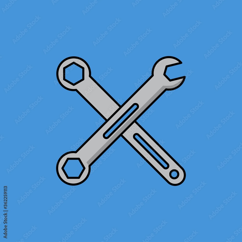 wrench filled outline Icon. construction and tool vector illustration on color background wrench filled outline Icon. construction and tool vector illustration on color background
