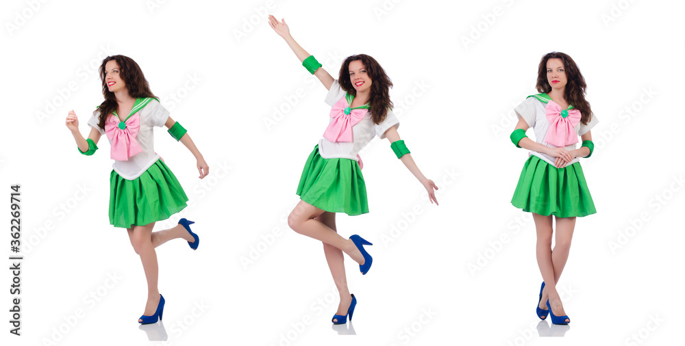 Female model in cosplay costume isolated on white Female model in cosplay costume isolated on white